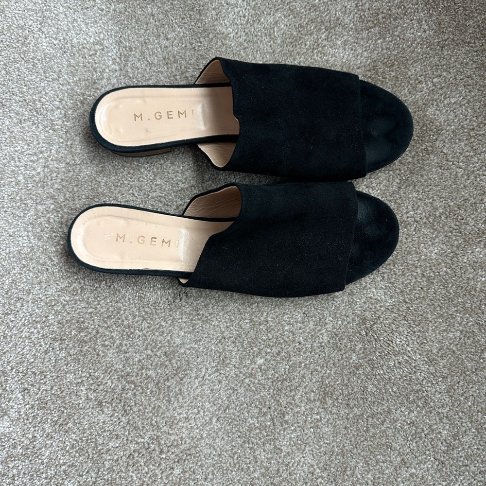 M. Gemi Black Italian Suede leather Mules